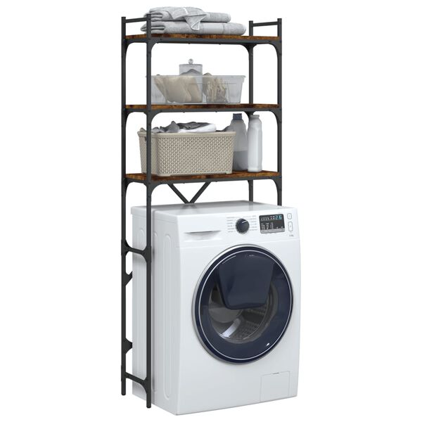 vidaXL Étagère de lave-linge chêne fumé 67x25x163 cm bois d'ingénierie