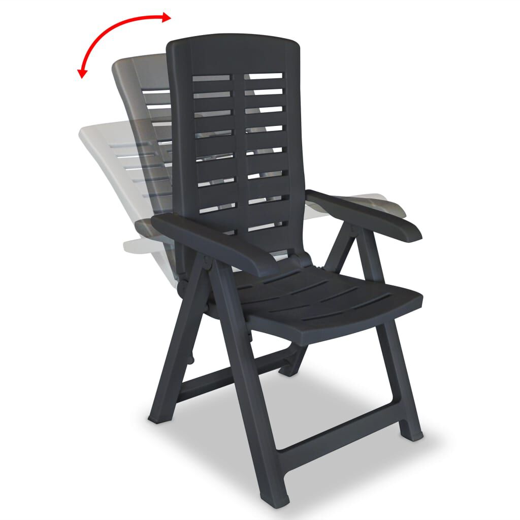 vidaXL Chaises inclinables de jardin lot de 2 Plastique Anthracite