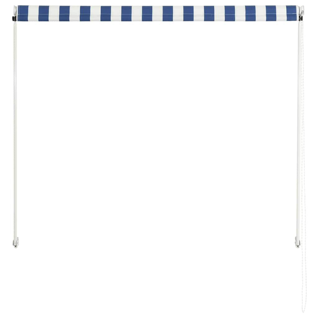 vidaXL Auvent rétractable 150x150 cm Bleu et blanc