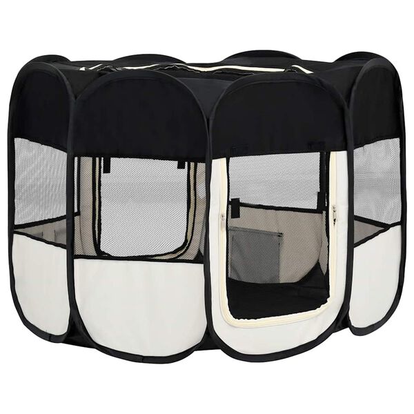 vidaXL Parc pour chiens pliable avec sac de transport Noir 90x90x58 cm