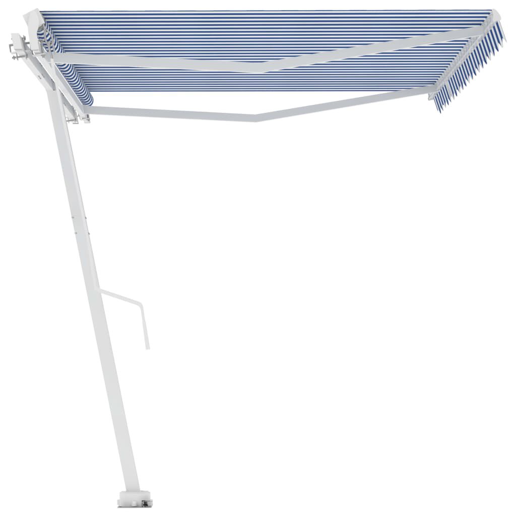 vidaXL Auvent manuel rétractable sur pied 400x300 cm Bleu et blanc