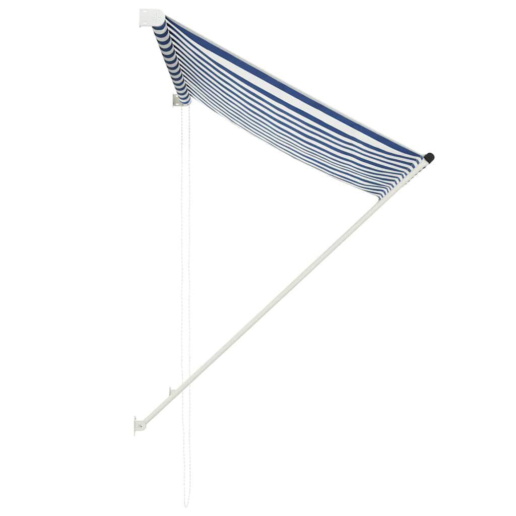 vidaXL Auvent rétractable 150x150 cm Bleu et blanc