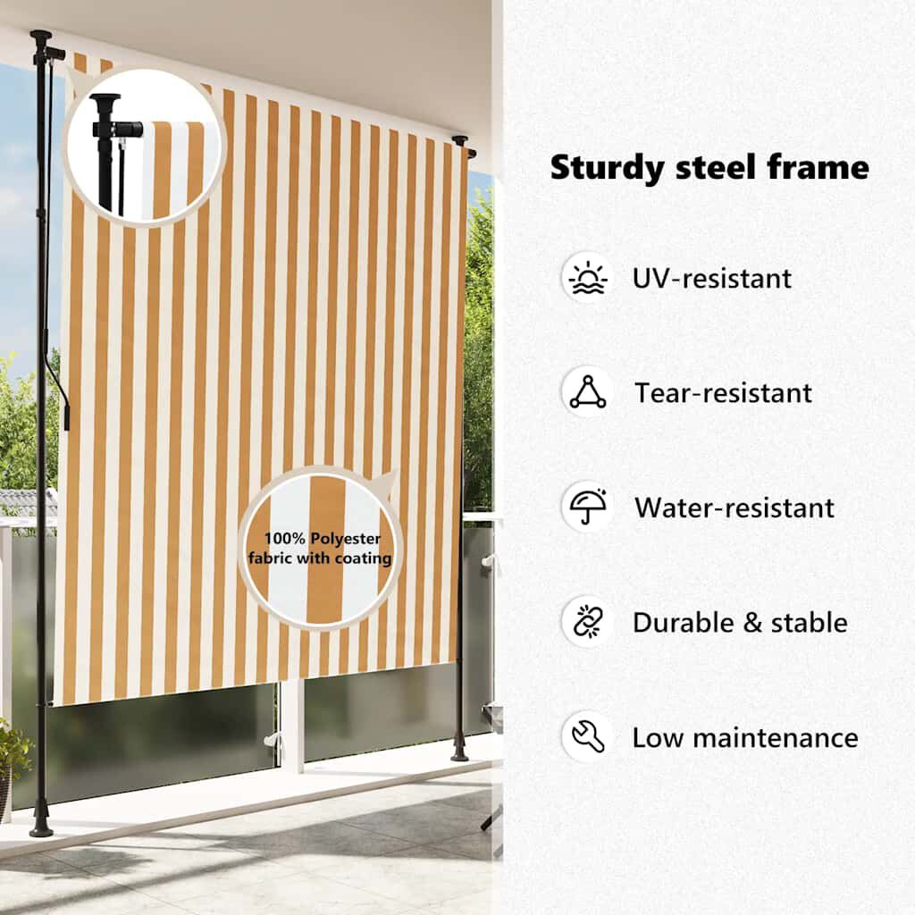 vidaXL Store roulant d'extérieur orange et blanc 150x270cm tissu acier