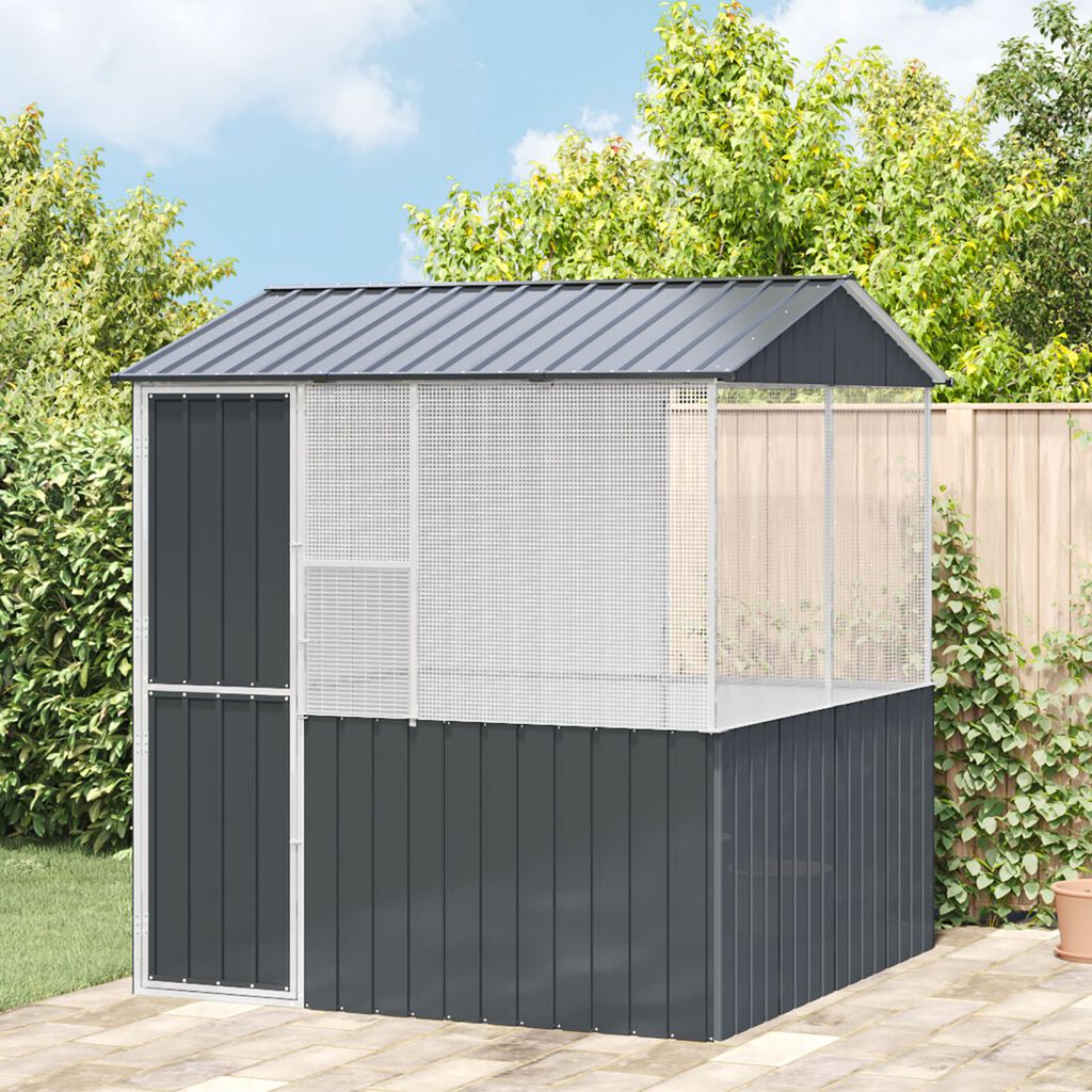 Cage à oiseaux vidaXL Anthracite 215x78x200 cm en acier galvanisé
