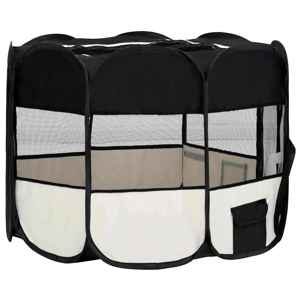 vidaXL Parc pour chiens pliable avec sac de transport Noir 90x90x58 cm