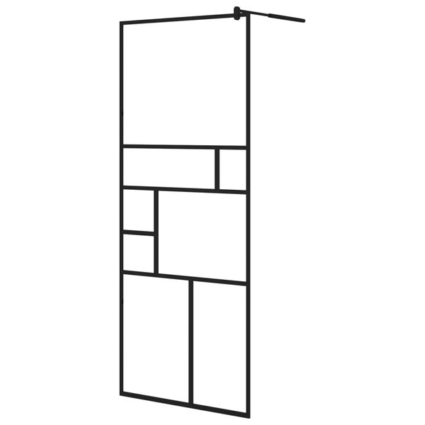 vidaXL Paroi de douche avec étagère Noir 80x195 cm Verre ESG&Aluminium
